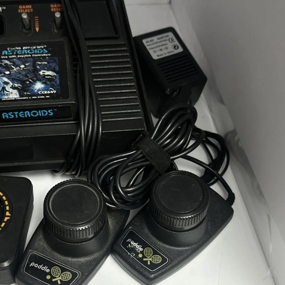 Atari 2600 Black Console RF w/ Joysticks, Paddle Controllers, Combat, Asteroids
